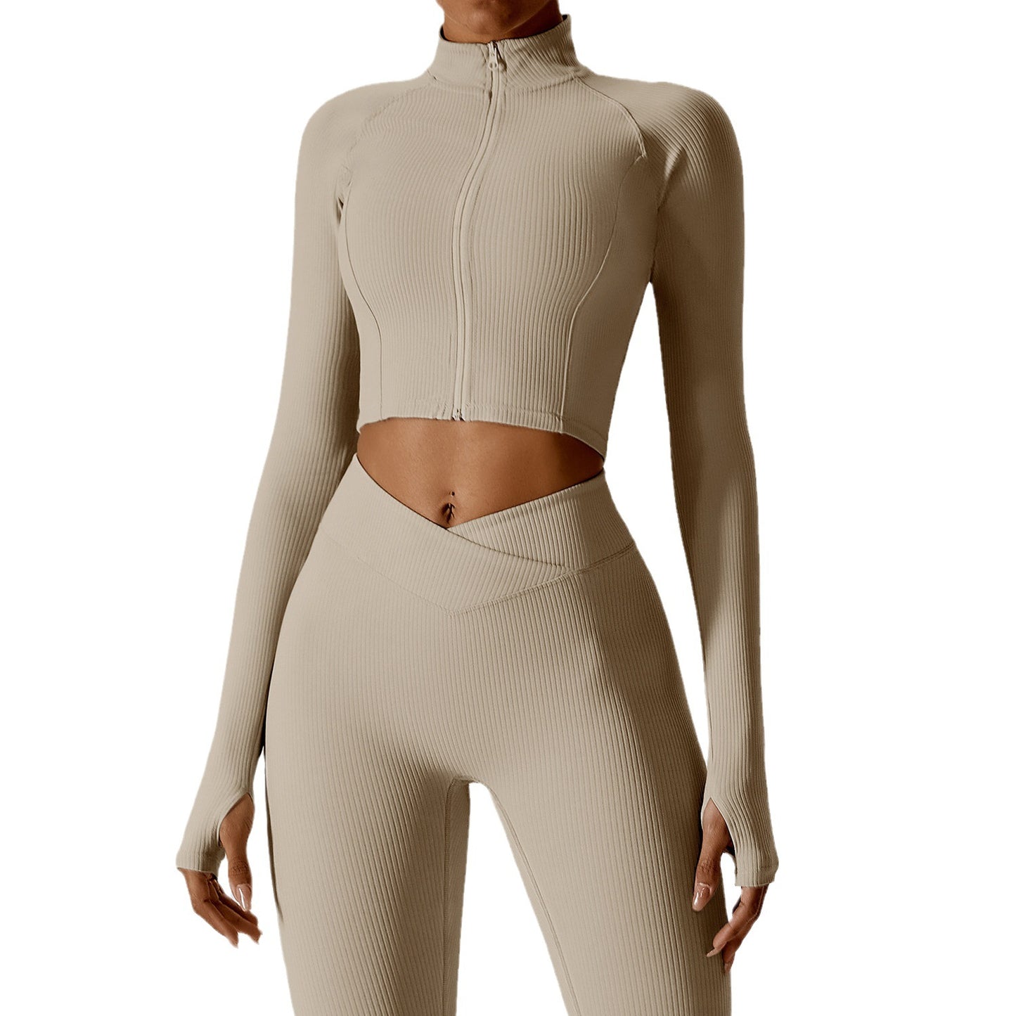 Autumn Quick Dry Long Sleeve Yoga Coat Threaded Zipper Fitness Coat Female Running Sports Coat