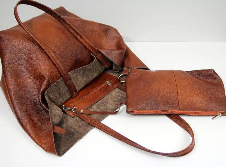 New Big Bag Female Soft Leather Large Capacity Shoulder Tote Bag For Wind Female Bag