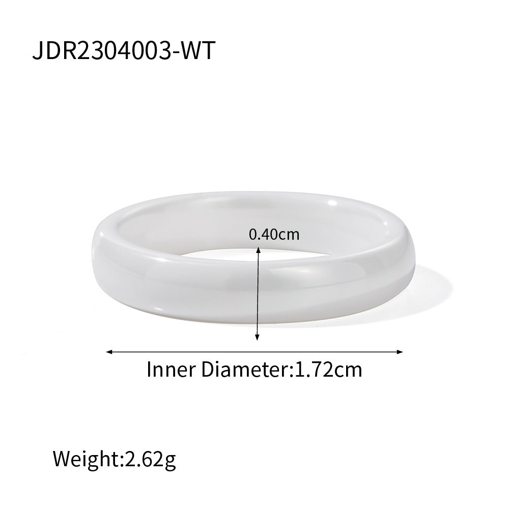 5pcs Women Fashion Niche Design 4Mm Wide White Ring Does Not Fade Jewelry