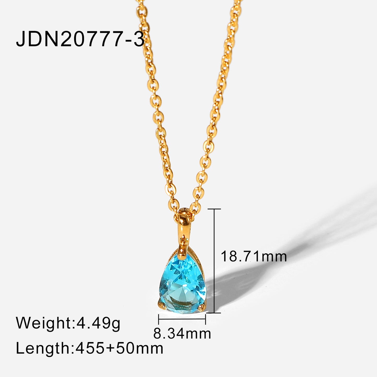 5pcs New Necklace 18K Gold Plated December Zircon Stainless Steel Pendant Necklace