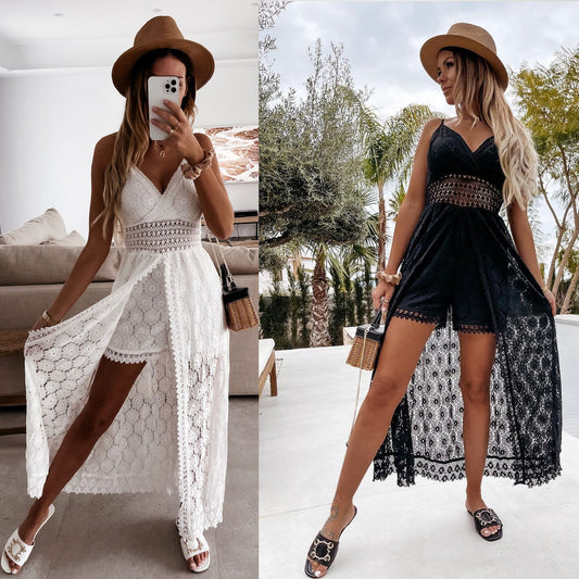 New Sexy Strap Patchwork Casual Romper Staycation Cutout Romper