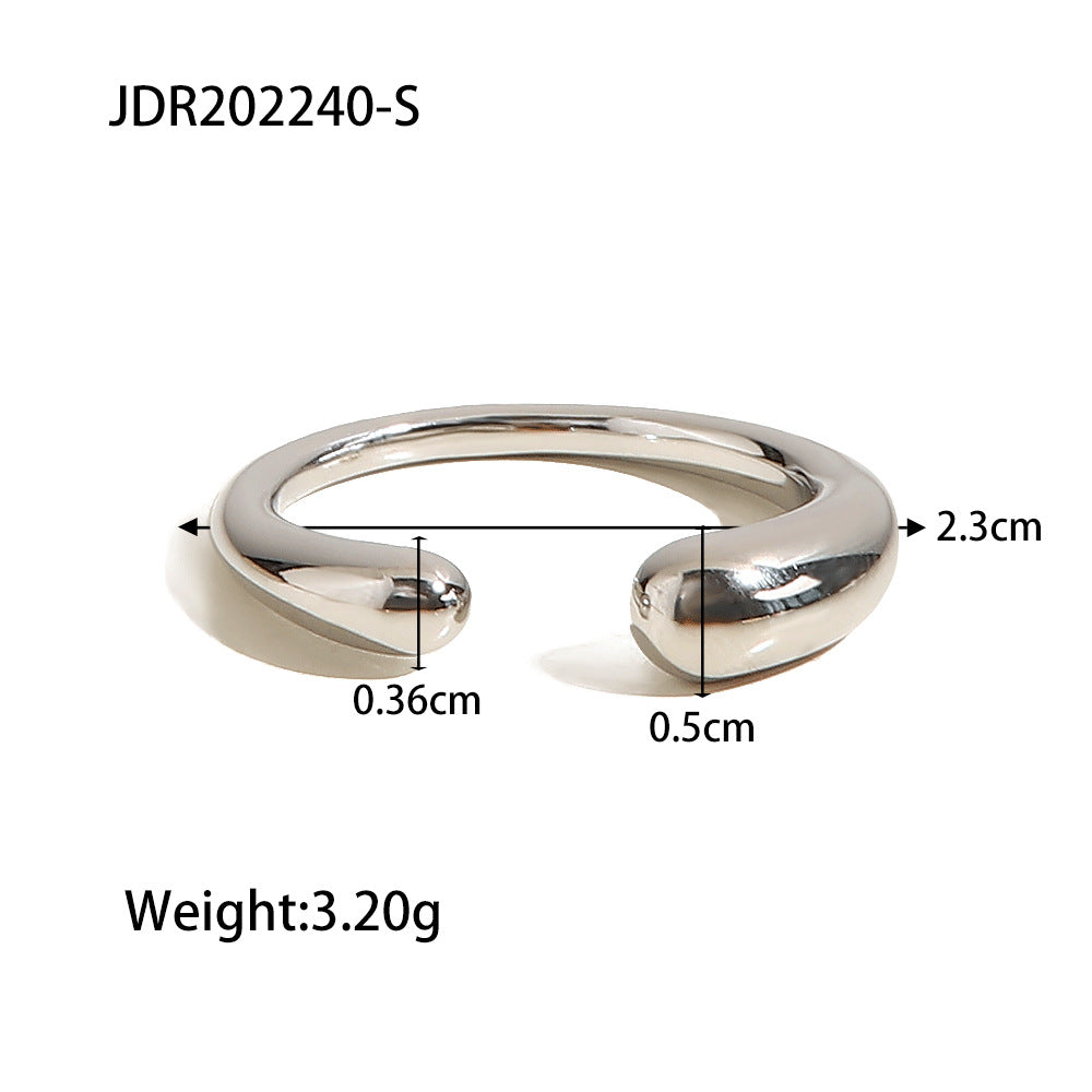 5pcs Titanium Steel Oval Open Ring Women's Fashion All Match Personality Drop Index Finger Ring Cold Jewelry