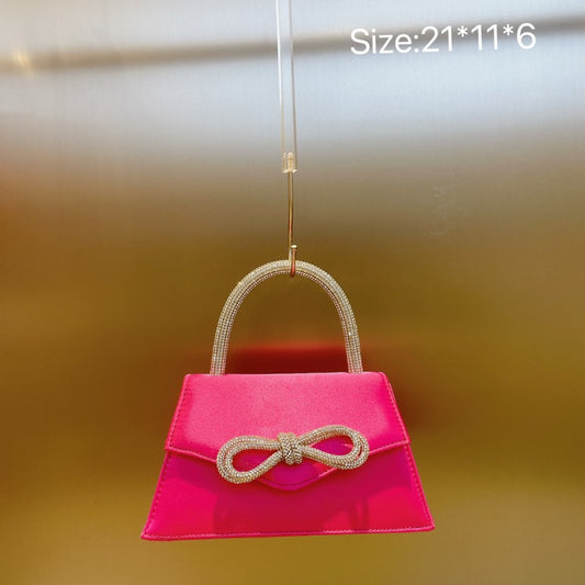Bag Woman New Small Fresh Rhinrhinel Bow Chain Envelope Bag Hand Bill Of Lading Shoulder Crossbody Bag