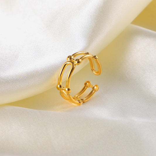 5pcs Open Paper Clip Ring 18K Gold Plated Stainless Steel Titanium Steel Ring Jewelry