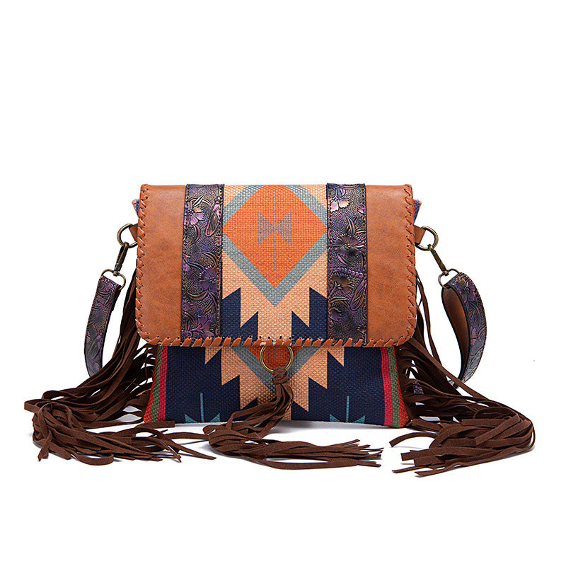 Retro Hand-Woven Flow Cotton And Linen Single Shoulder Crossbody For Women's Bags