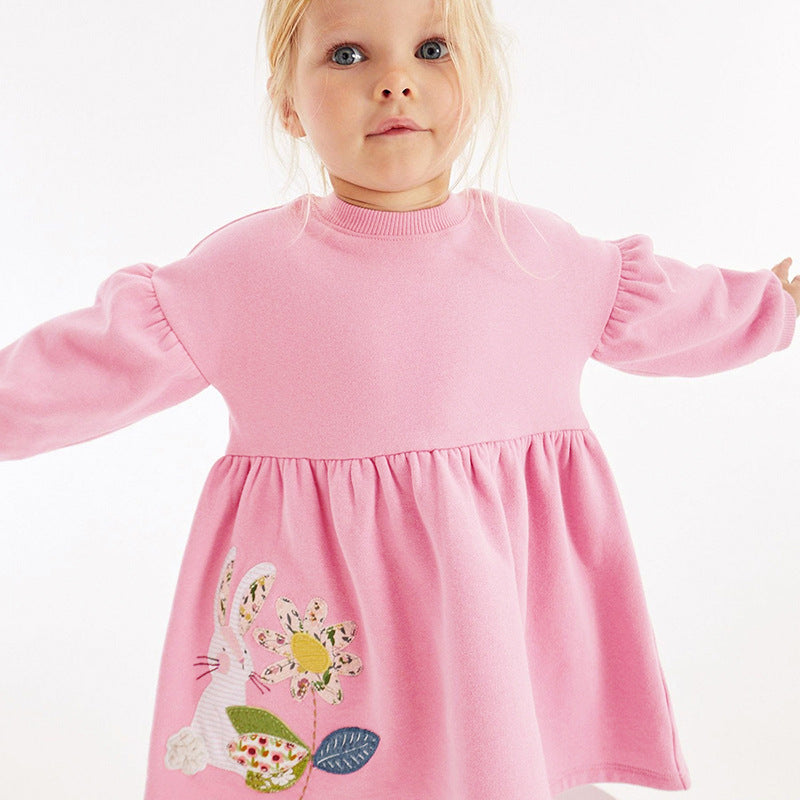 Long Sleeve Girls' Dress Cartoon Cotton Children's Dress Cute Fall Children's Dress
