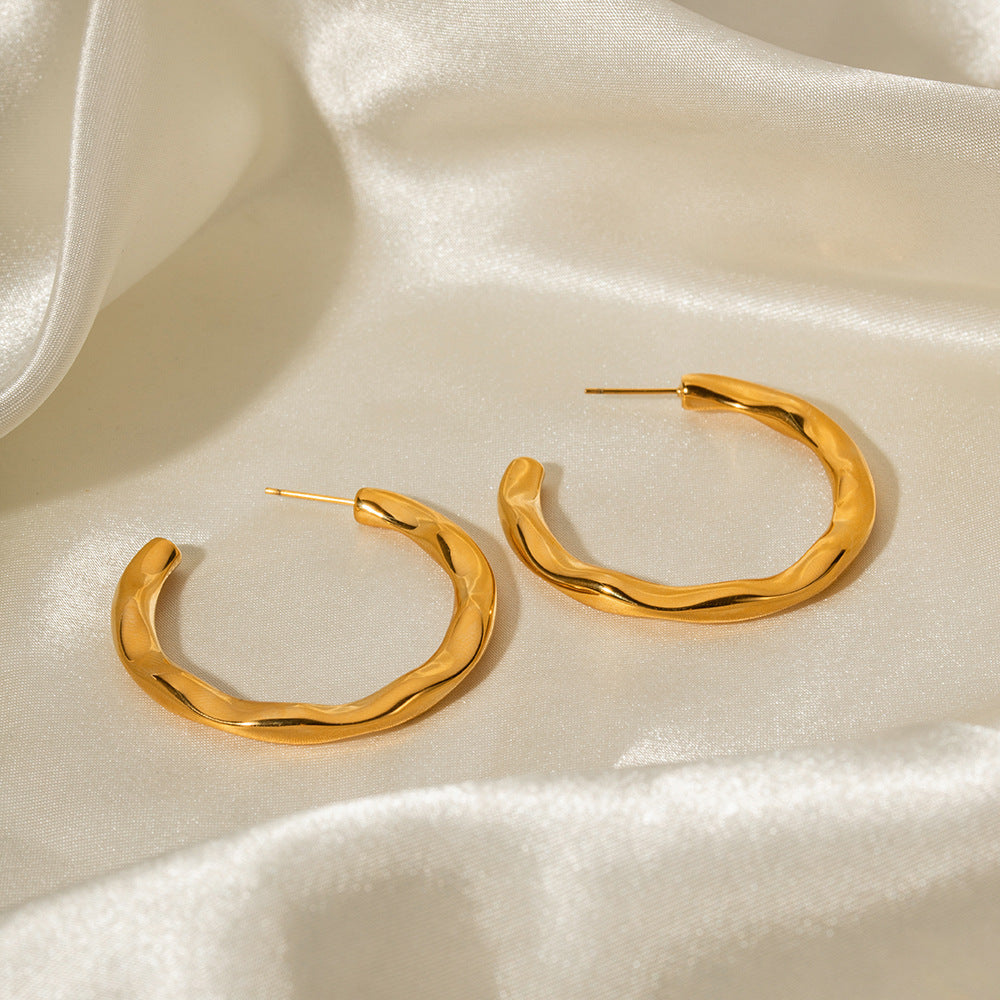 5pcs New All-In-One 18K Gold Stainless Steel Exaggerated Hammer Earrings Fashion Design Sense Earrings