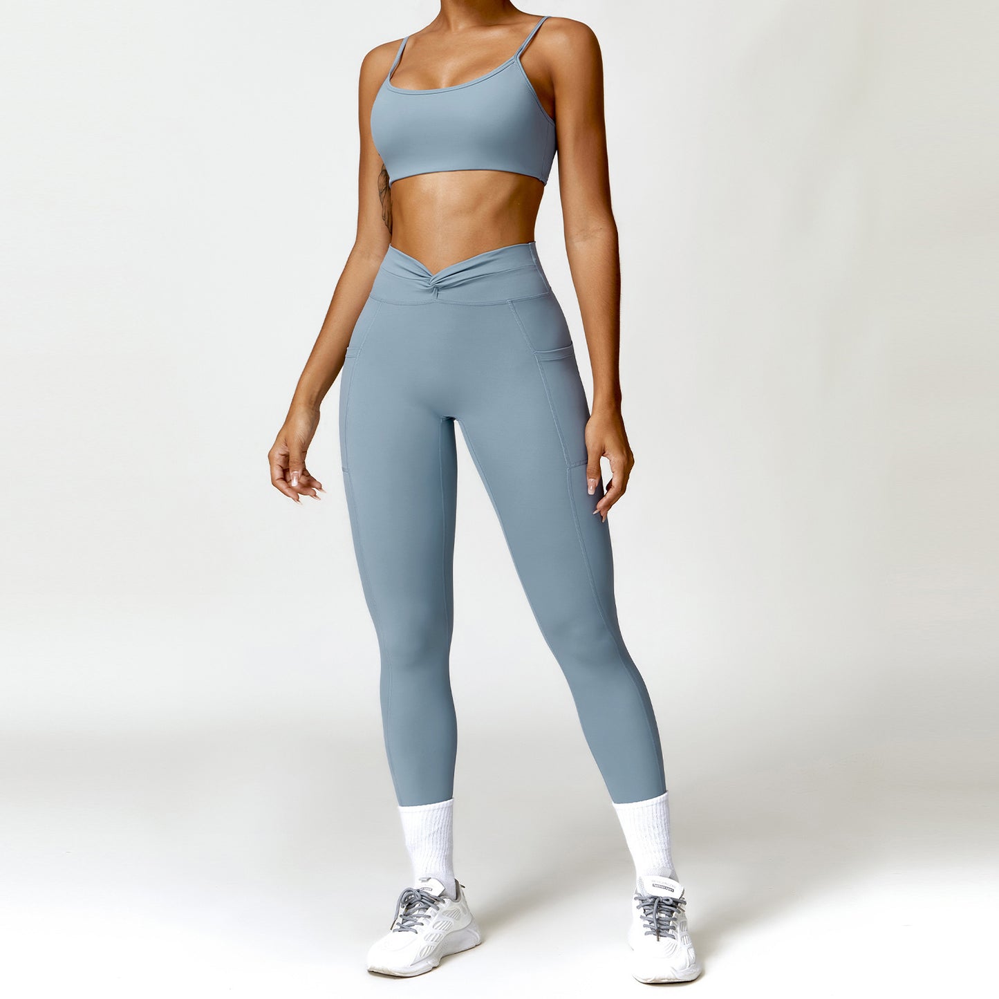 Naked Tight Yoga Set Quick Dry Back Fitness Wear Outdoor Running Sports Set Female