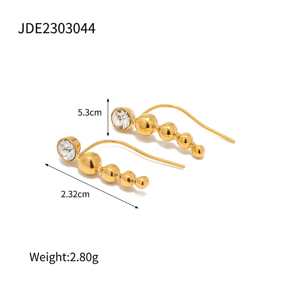 5pcs New Titanium Steel Earrings Women's 18K Gold Stainless Steel Inset Zircon Earrings Jewelry