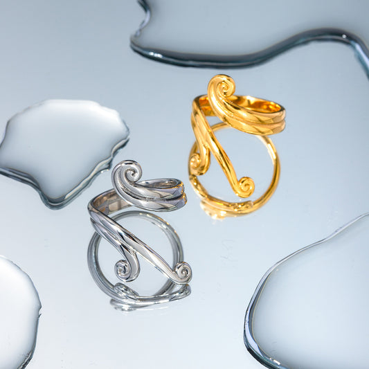 5pcs 18K Gold Stainless Steel Thread Loop Open Ring Non-Fading Accessories