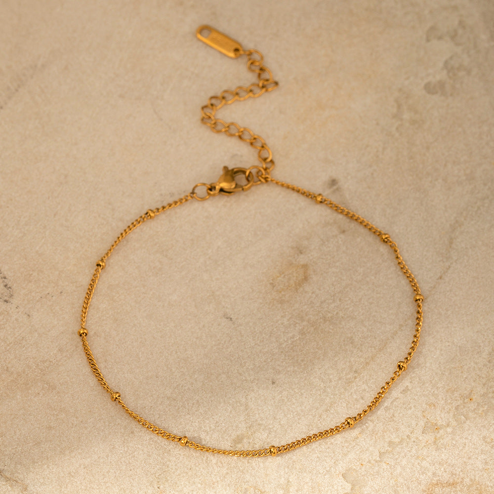 5pcs New Women's Titanium Steel Anklet 18K Gold Fine Classic Round Bead Chain Anklet Fashion Everything Anklet Jewelry