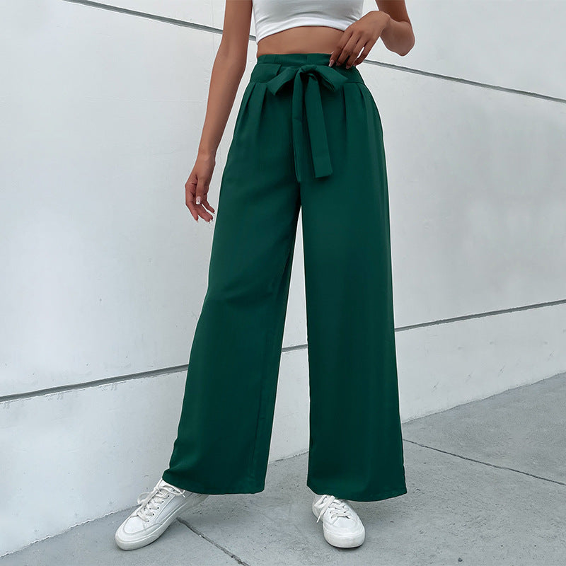 New Autumn Winter Casual Pants Lace-Up Commuter Wind Wide-Leg Pants Women