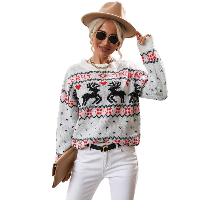 Autumn New Women's Knitted Long-Sleeved Turtleneck Christmas Sweater