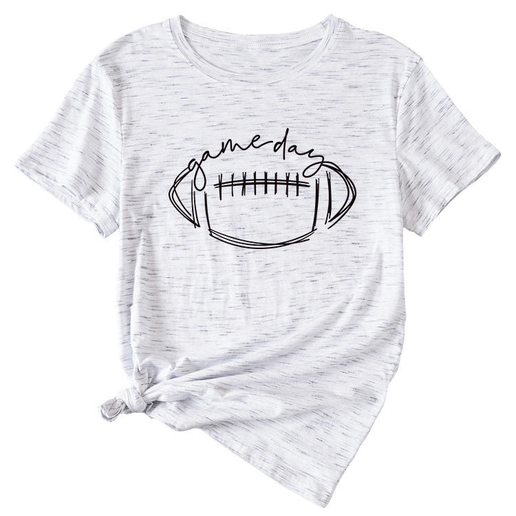 Wishgame Day Women's Casual Short Sleeve Top With Fun Rugby Pattern