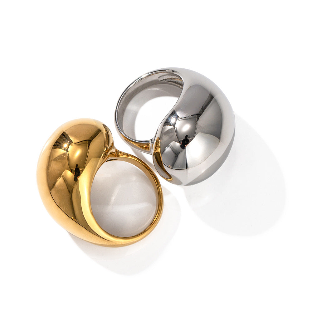 5pcs 18K Gold Exaggerated Version Of Stainless Steel Closed Ring Light Luxury Jewelry
