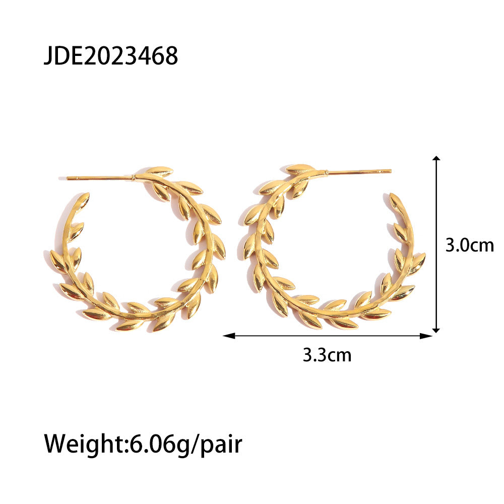 5pcs New 18K Gold C-Shaped Stainless Steel Earrings Fashion All Matching Earrings