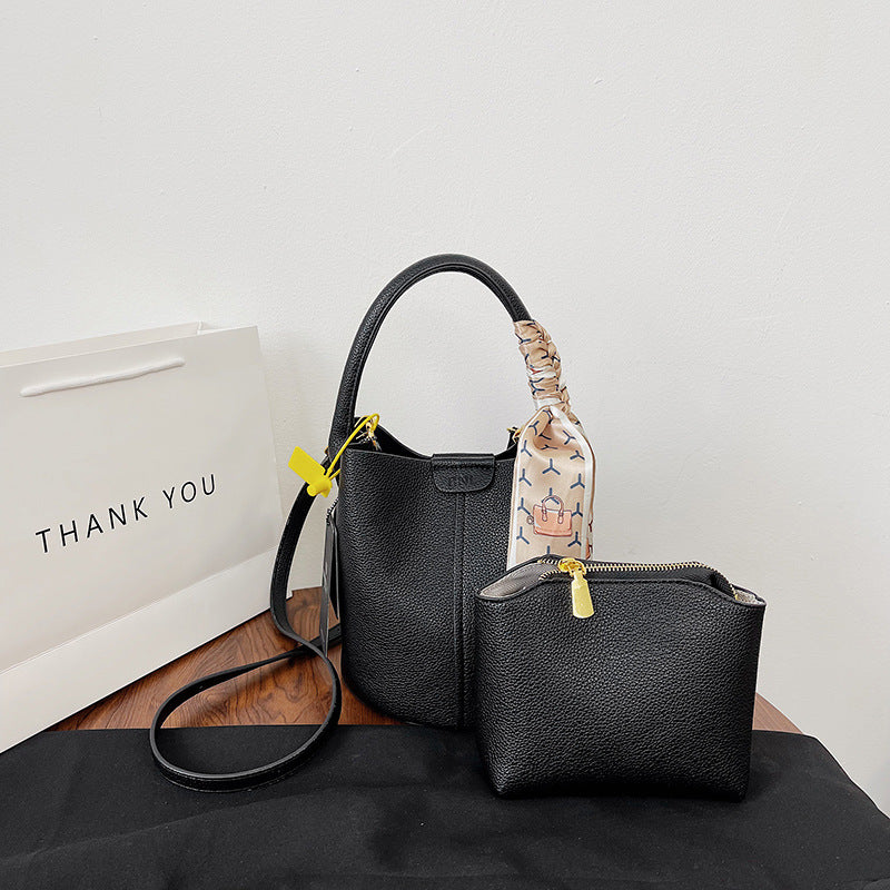 Bucket Bag Carrying Basket Texture Female Bag Simple Large Capacity Single Shoulder Crossbody Bag