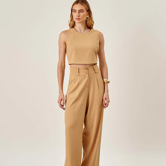 Sleeveless Casual Fashion Suit Women's Summer Solid Color Slacks Two-Piece Set