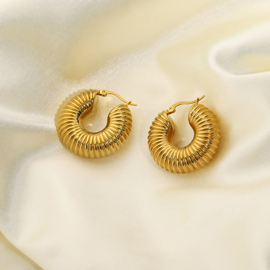 5pcs 18K Vacuum Electroplated Stainless Steel C-Shaped Earrings Niche High-Grade Earrings For Women Jewelry