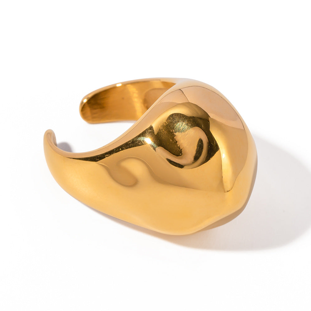 5pcs 18K Gold Stainless Steel Chubby Open Ball Hammer Ring Accessories For Women