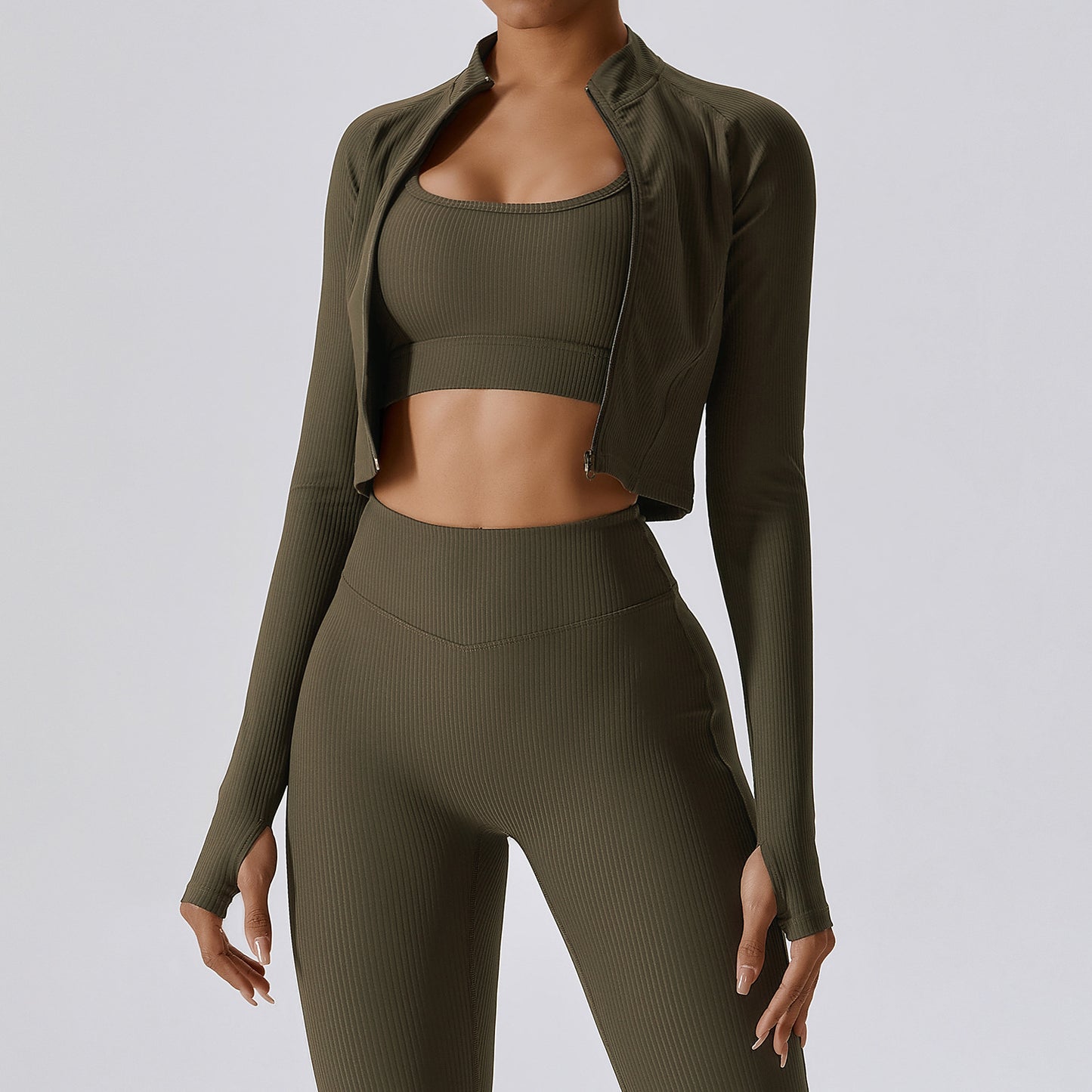 Autumn Quick Dry Long Sleeve Yoga Coat Threaded Zipper Fitness Coat Female Running Sports Coat