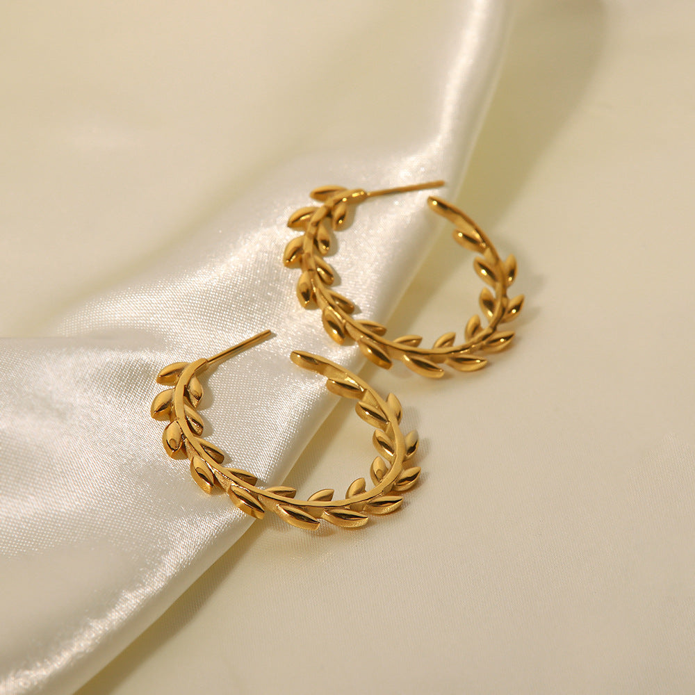5pcs New 18K Gold C-Shaped Stainless Steel Earrings Fashion All Matching Earrings