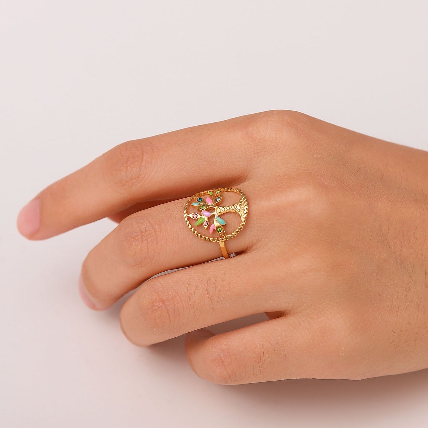 5pcs Fashion Stainless Steel Ring 18K Gold Plated Ring Seven Color Inlaid Zircon Jewelry Jewelry