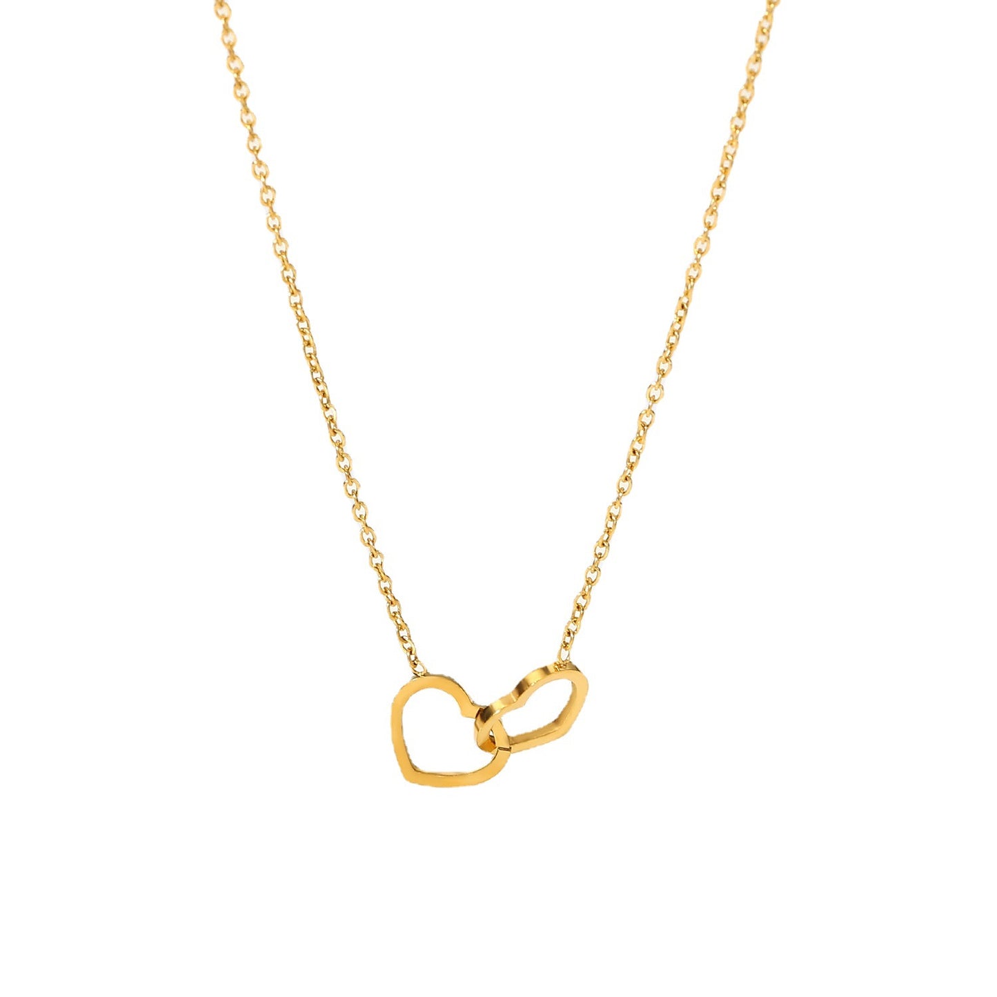5pcs New Selling 18K Gold Stainless Steel Double Love Ring Necklace Fashion Heart Pendant Necklace For Women Necklaces