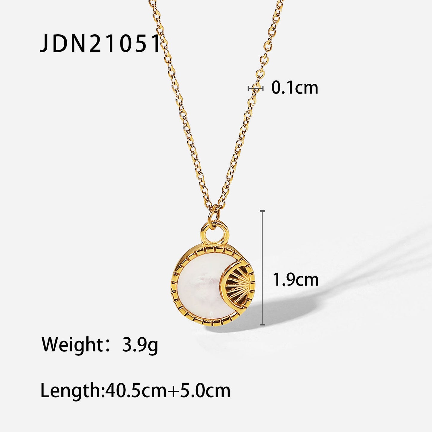 5pcs Stainless Steel White Shell Moon Necklace Party 18K Gold Plated Round Shell Pendant Necklace Ornaments For Women