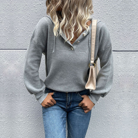 Cozy Autumn & Winter Solid Color Hooded Sweater for Women
