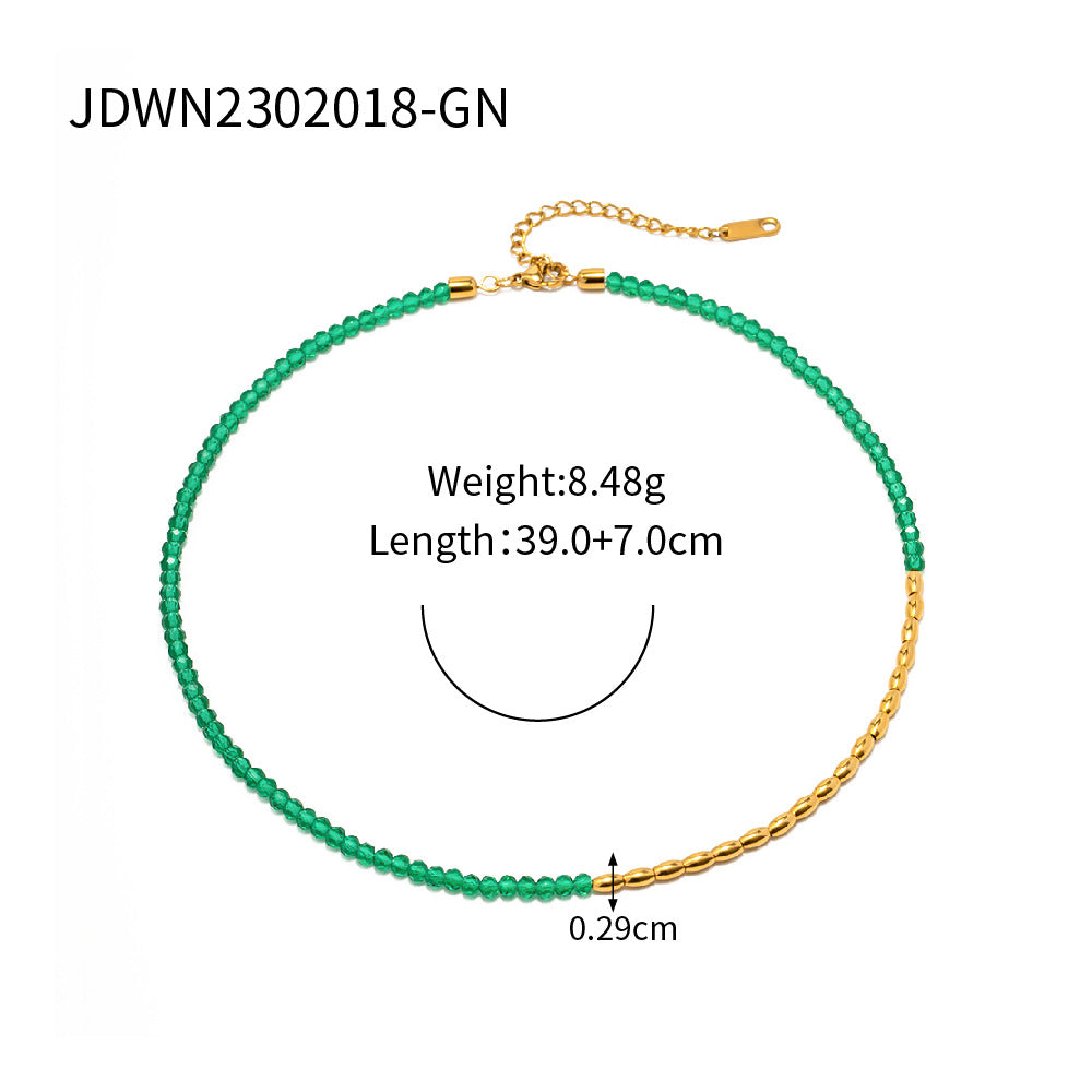 5pcs Fresh Summer Titanium Steel Necklace Women's High-Grade Sense Does Not Fade Color Minority Color Beaded Necklace Jewelry