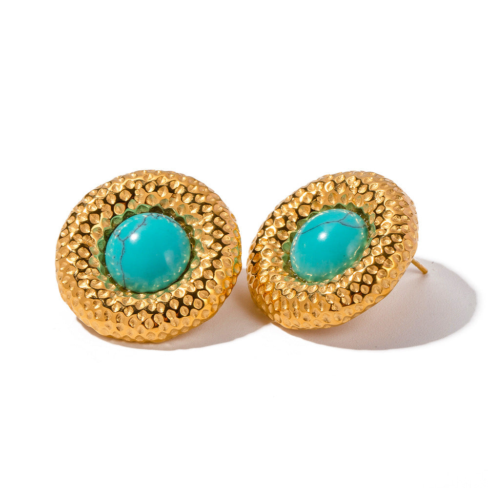 5pcs Elegant Fashion Love Earrings 18K Gold Round Pendant Earrings Stainless Steel Earrings Jewelry