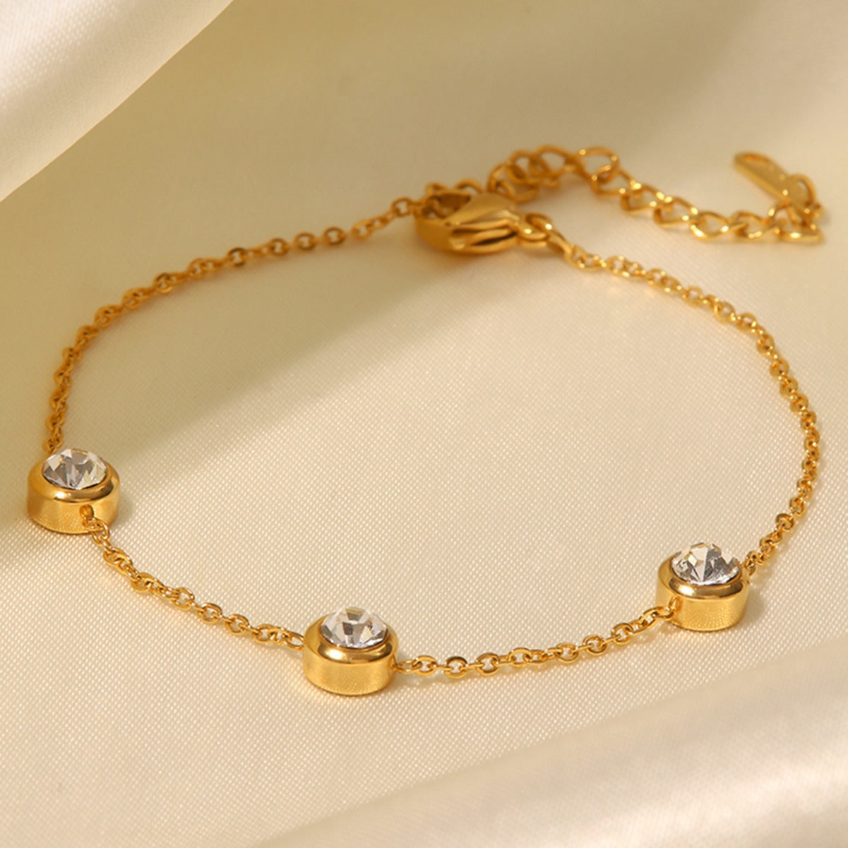 5pcs New Fashion Bracelet 18K Gold Plated Round Zircon Stainless Steel Bracelet Fashion Accessories