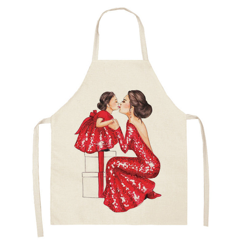 New Apron Mother's Day Parent-Child Apron Home Anti-Fouling Cotton Linen Sleeveless Overalls Customized By Enterprises
