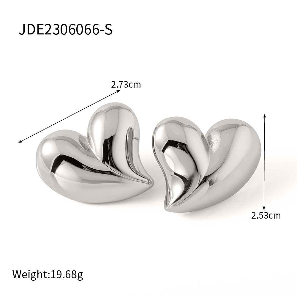 5 pcs Style New 18K Gold Exaggerated Big Love Shaped Earrings Stainless Steel Earrings for Women Do Not Fade Jewelry