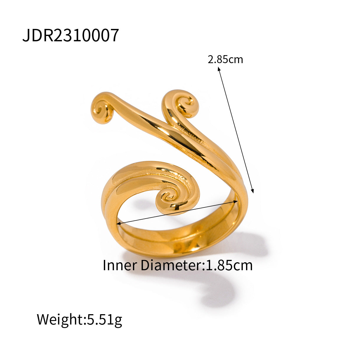 5pcs 18K Gold Stainless Steel Thread Loop Open Ring Non-Fading Accessories