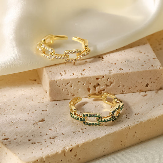 5pcs Small Women's Fashion All-Match Ring 18K Gold Plated Copper Open Adjustable Ring Jewelry