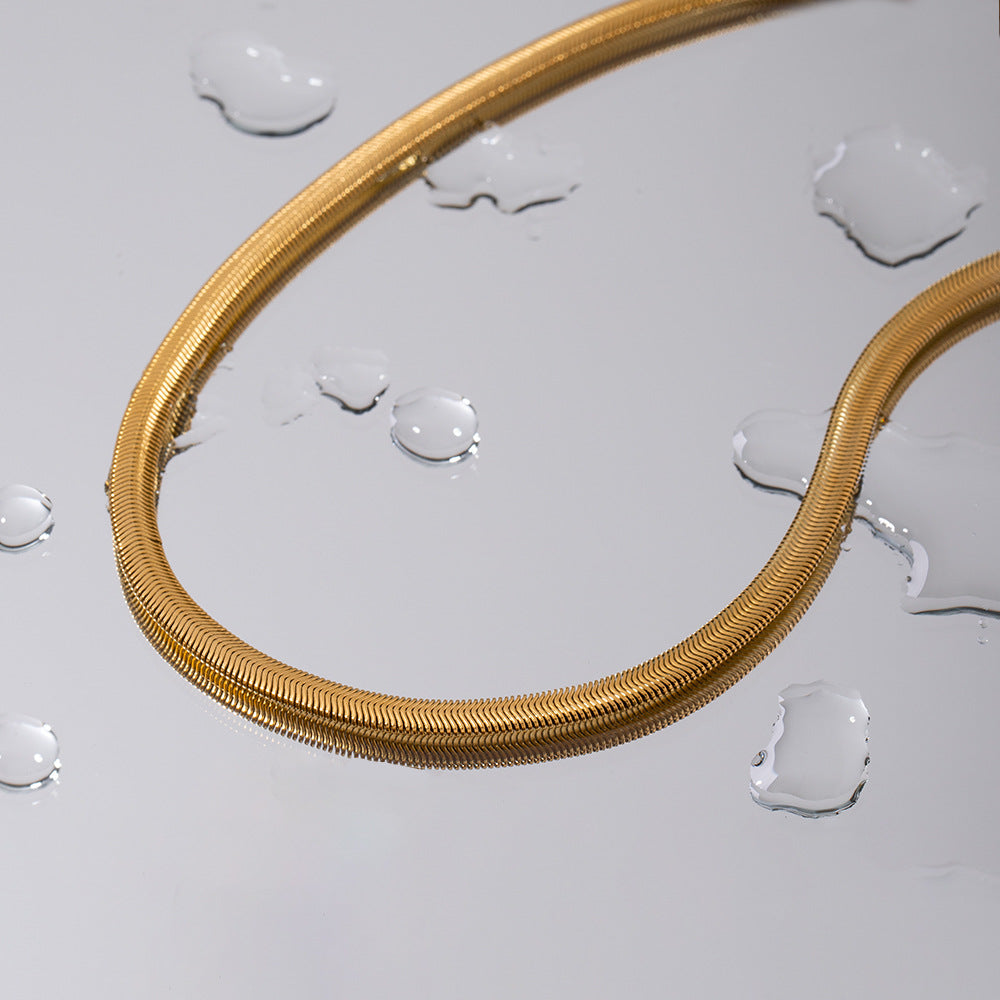 5pcs 5Mm Thick Choker With Soft Round Spring Buckle Buckle Jewelry Stainless Steel Gold Snake Chain Women's Necklace