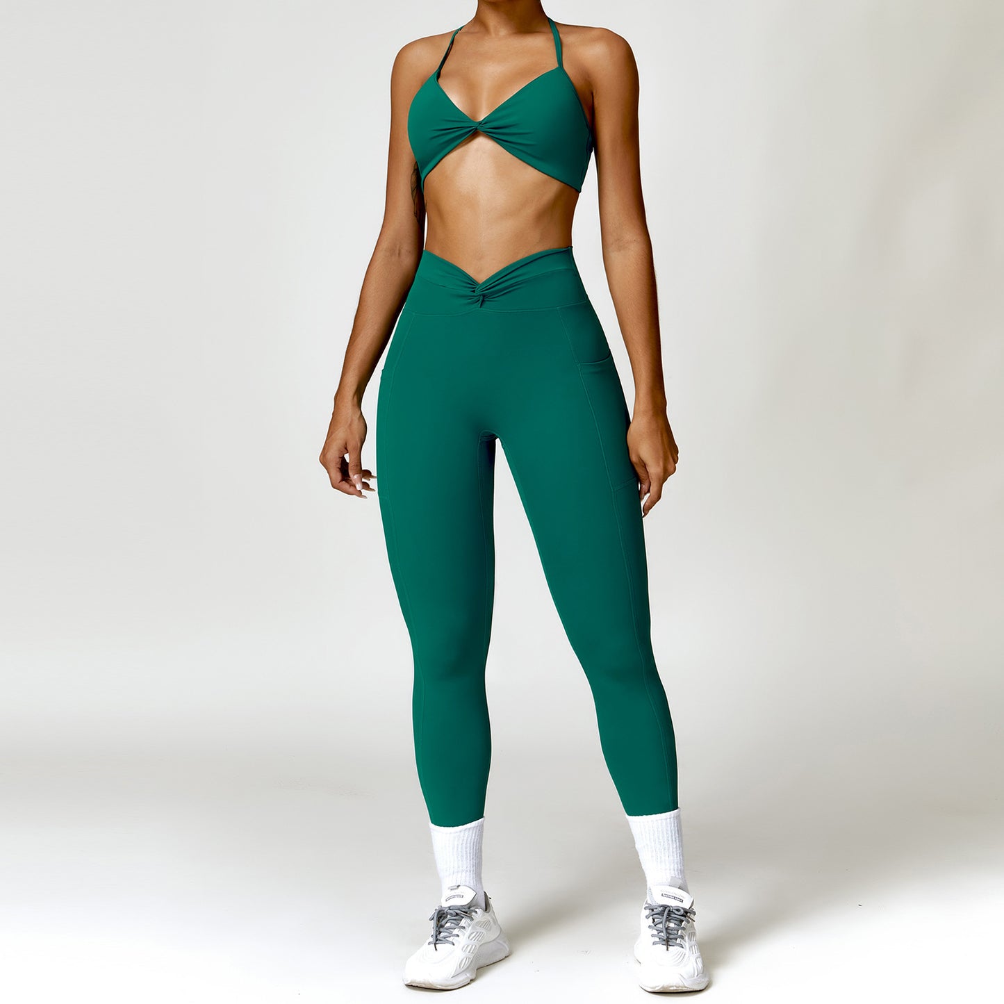 Naked Tight Yoga Set Quick Dry Back Fitness Wear Outdoor Running Sports Set Female
