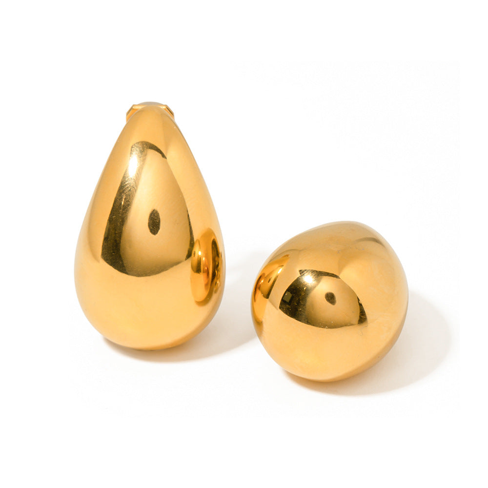 5pcs Women's 18K Gold Stainless Steel Drop Earrings Clip Stainless Steel Gold Earrings