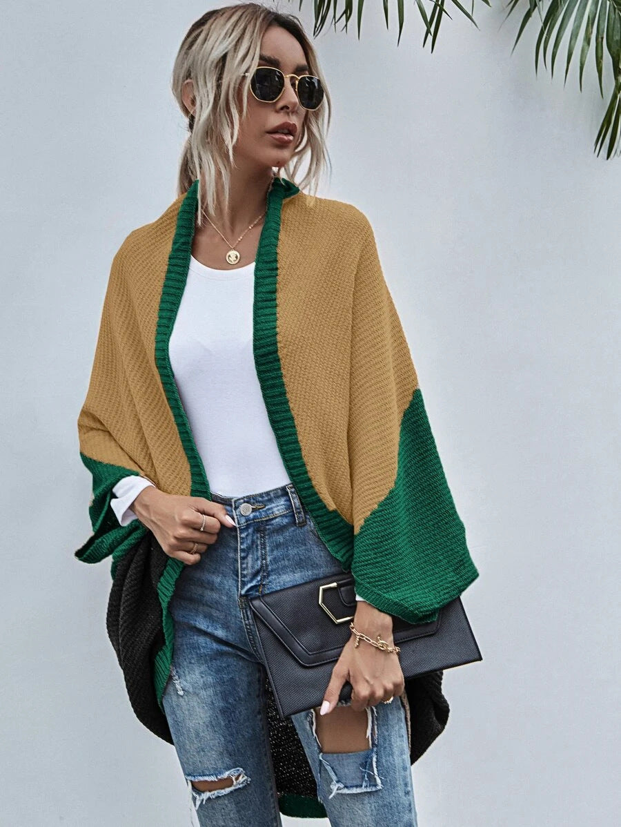 Color Cape Autumn And Winter New Color Knitting Cardigan Sweater Coat