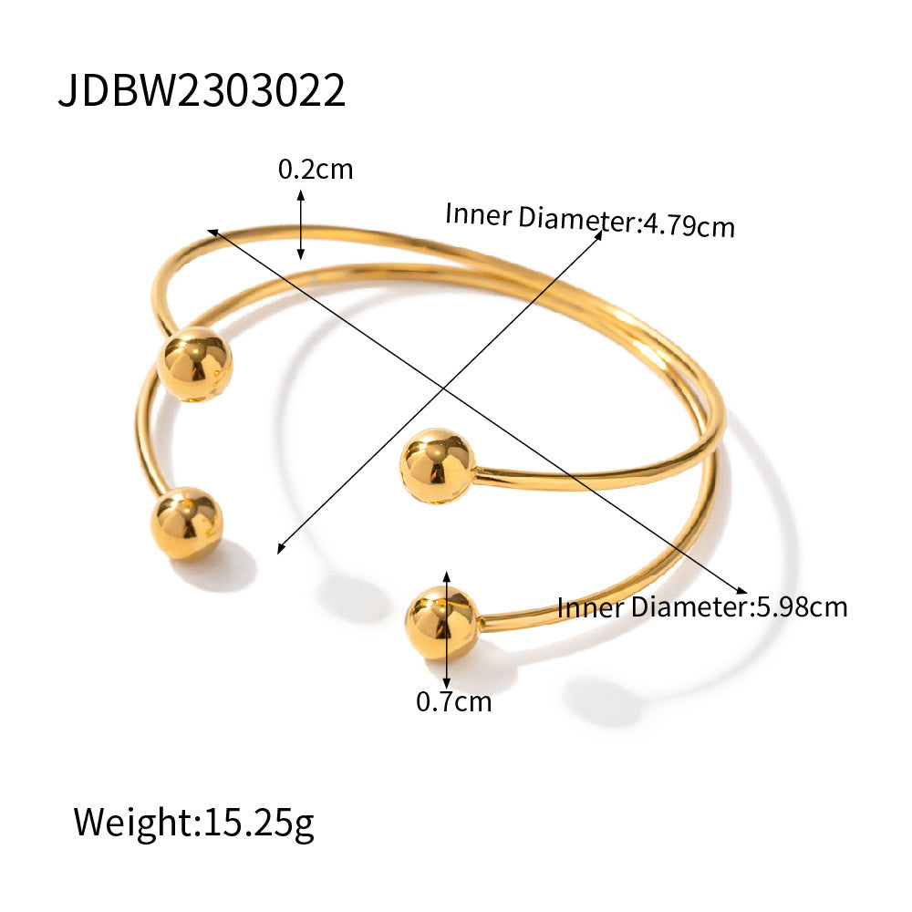 5pcs Design 18K Gold Stainless Steel Classic Ball Opening Bracelet Jewelry
