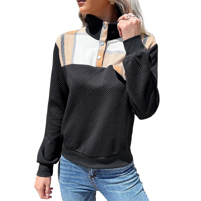 New Autumn And Winter New Women's Plaid Patchwork Hoodie