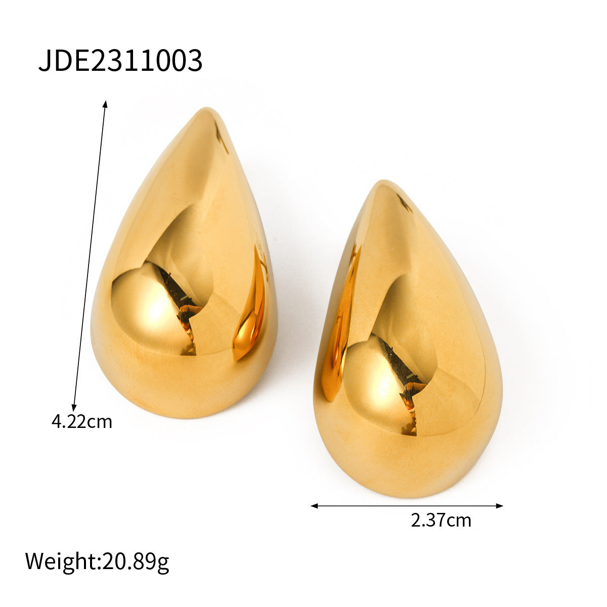 5pcs New 18K Gold Stainless Steel Drop Earrings Jewelry Fashion Personality Earrings Accessories