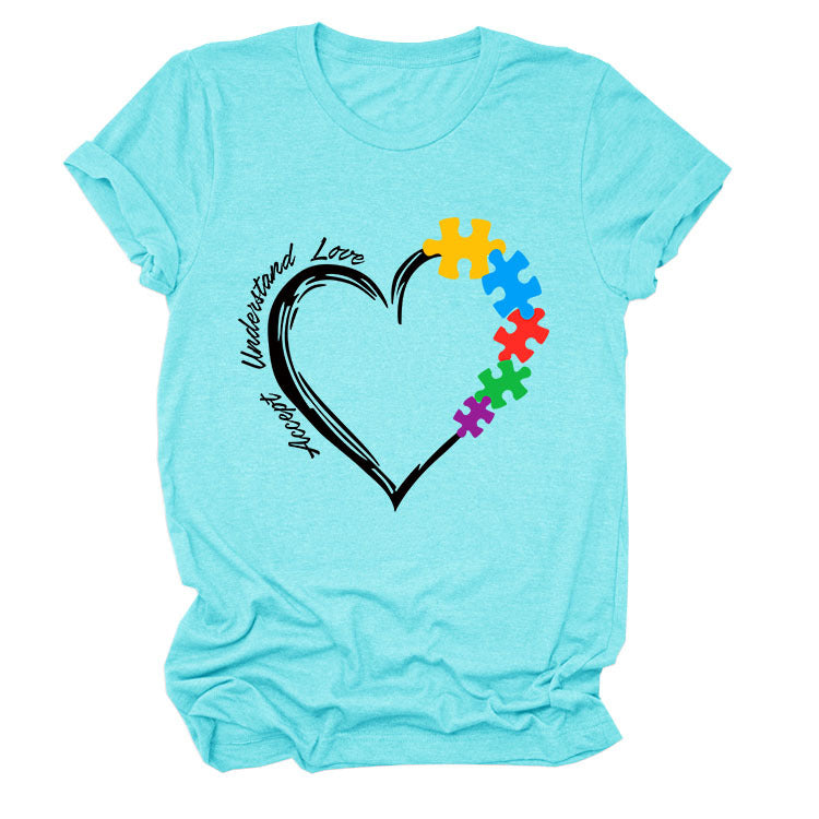 Fun Fashion Accept Understand Love Loose Casual Short Sleeves