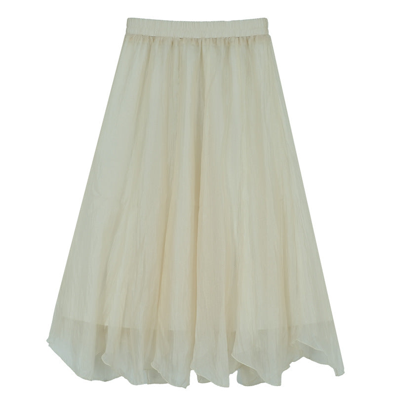 Half Skirt Female Summer Design Sense Small Gauze Skirt Super Fairy Irregular High Waist Half Skirt Small Man Everything