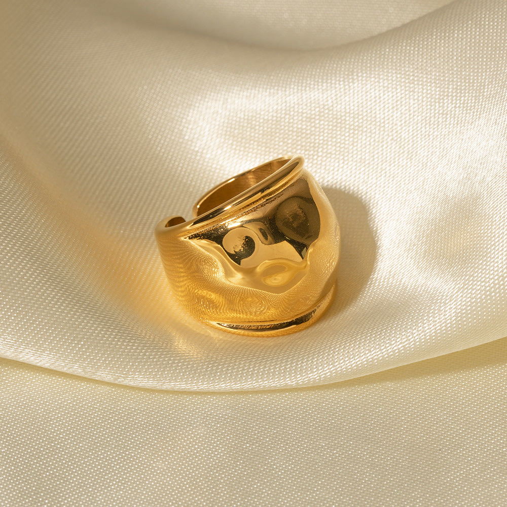 5pcs 18K Gold Stainless Steel/Chubby Oversized Lip Double Sided Ring Women's Accessory