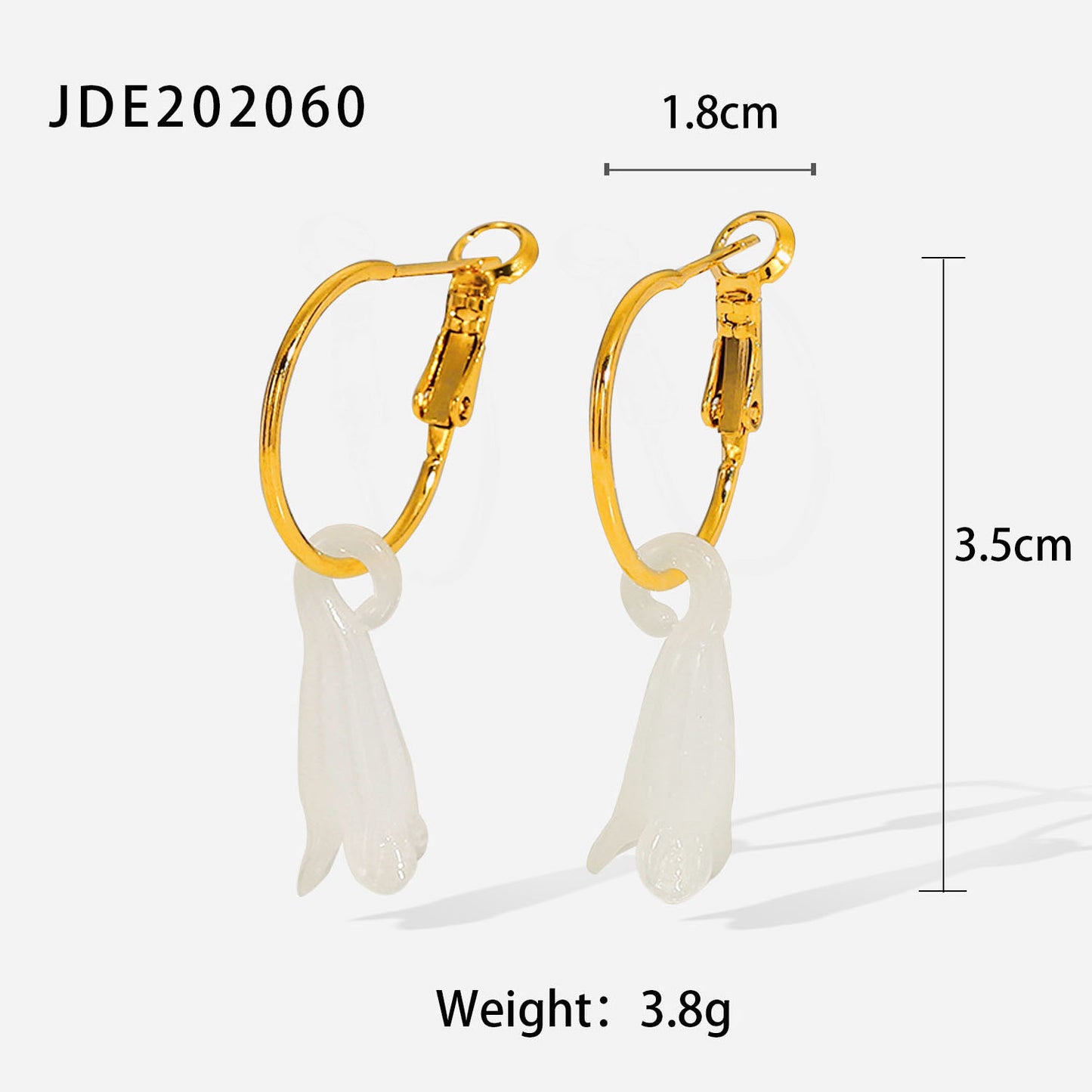 5pcs Stylish Vintage 18K Gold Stainless Steel Earrings Semi-Precious White Magnolia Pendant Earrings Fashion Women's Earrings