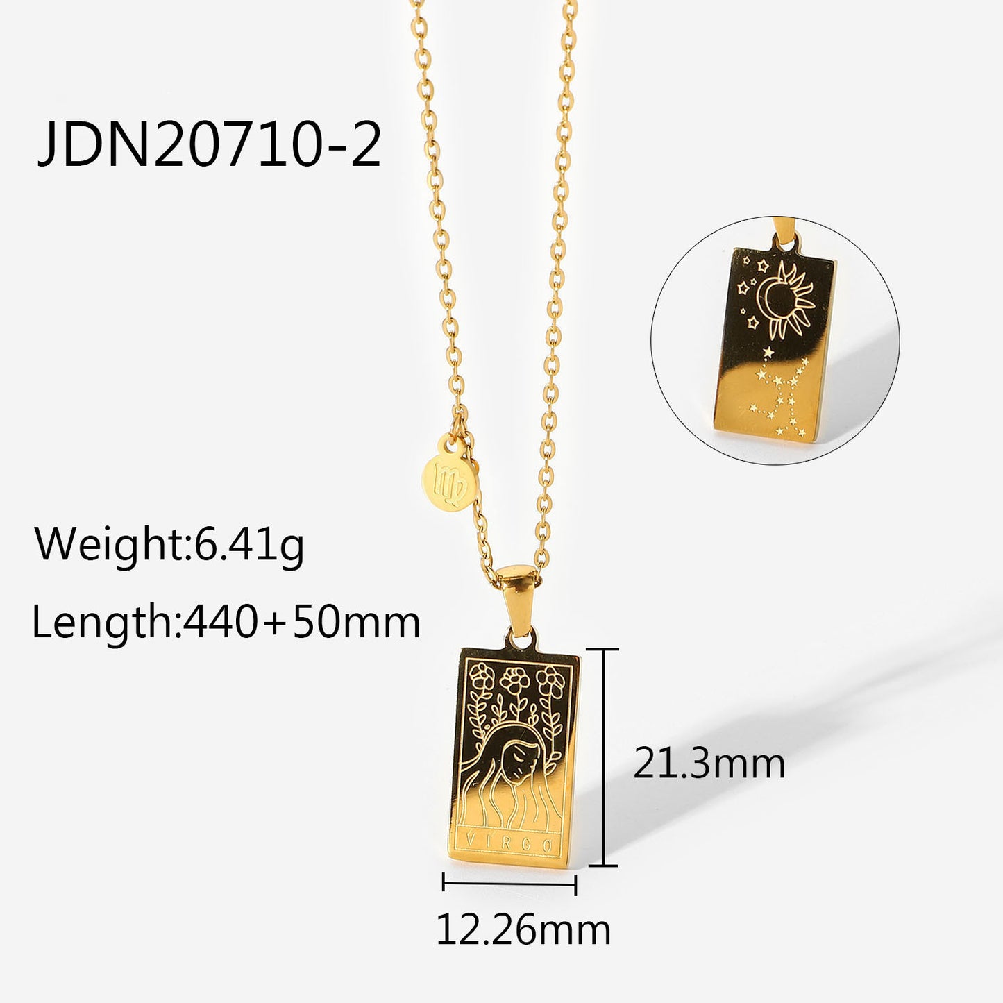 5pcs 12 Zodiac Necklace Stainless Steel Scorpio/Virgo/Libra/Bottle Gold Square Zodiac Pendant Necklace