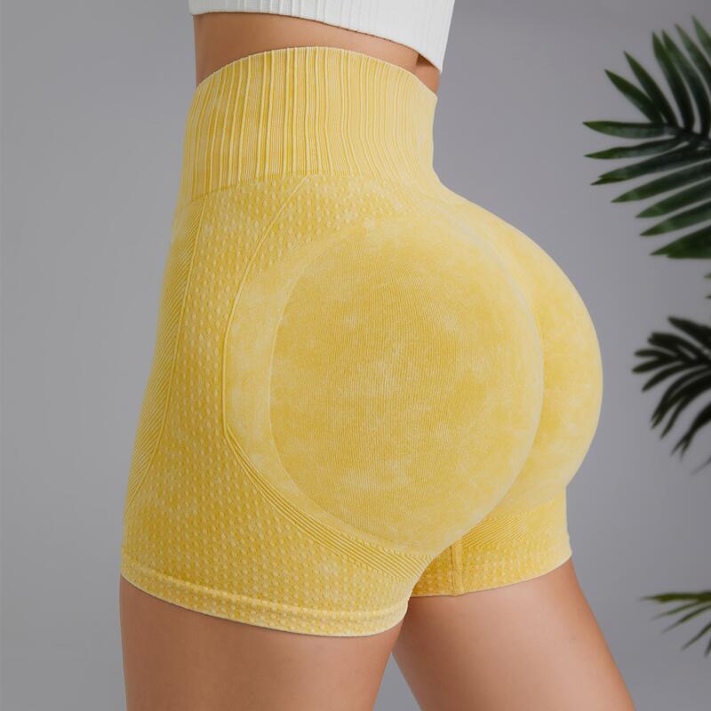 Sand-Washed Yoga Shorts High-Waisted Hip Lift Fitness Pants Quick Dry Running Tight Shorts Wear Three-Quarter Pants Over
